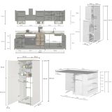 Cucina Bianco Lucido Grigio Ardesia Modulabile Con cassetti, Elettrodomestici non inclusi, Made in Italy - Balme