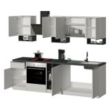 Cucina Bianco Lucido Grigio Ardesia Modulabile Con cassetti, Elettrodomestici non inclusi, Made in Italy - Balme