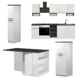 Cucina Bianco Lucido Grigio Ardesia Modulabile Con cassetti, Elettrodomestici non inclusi, Made in Italy - Balme
