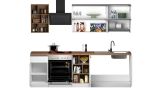 Cucina Bianco Lucido Marrone Rovere 13 Ripiani Modulabile, un Cassetto Made in Italy - Fonti