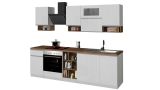 Cucina Bianco Lucido Marrone Rovere 19 Ripiani Modulabile, un Cassetto Made in Italy - Attiko
