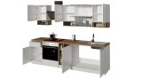 Cucina Bianco Lucido Marrone Rovere 19 Ripiani Modulabile, un Cassetto Made in Italy - Attiko