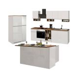 Cucina Bianco Lucido Marrone Rovere 30 Ripiani Modulabile, 3 Cassetti Made in Italy - Armend