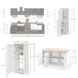 Cucina Bianco Lucido Marrone Rovere 30 Ripiani Modulabile, 3 Cassetti Made in Italy - Armend
