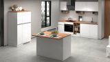 Cucina Bianco Lucido Marrone Rovere 30 Ripiani Modulabile, 3 Cassetti Made in Italy - Armend