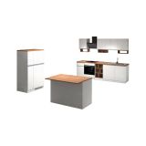 Cucina Bianco Lucido Marrone Rovere 30 Ripiani Modulabile, 3 Cassetti Made in Italy - Armend