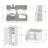 Cucina Bianco Lucido Marrone Rovere 30 Ripiani Modulabile, 3 Cassetti Made in Italy - Armend
