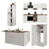 Cucina Bianco Lucido Marrone Rovere Con cassetti, Elettrodomestici non inclusi, Componibile Made in Italy - Armend