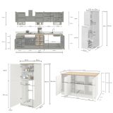 Cucina Bianco Lucido Marrone Rovere Con cassetti, Elettrodomestici non inclusi, Componibile Made in Italy - Armend