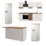 Cucina Bianco Lucido Marrone Rovere Con cassetti, Elettrodomestici non inclusi, Componibile Made in Italy - Armend