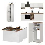 Cucina Bianco Lucido Marrone Rovere Con cassetti, Elettrodomestici non inclusi, Modulabile Made in Italy - Armend