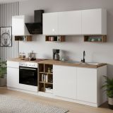 Cucina Bianco Lucido Marrone Rovere Con cassetti, Elettrodomestici non inclusi, Modulabile Made in Italy - Attimis