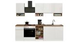 Cucina Bianco Lucido Marrone Rovere Con cassetti, Elettrodomestici non inclusi, Modulabile Made in Italy - Attimis