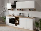 Cucina Bianco Lucido Marrone Rovere Con cassetti, Elettrodomestici non inclusi, Modulabile Made in Italy - Attimis