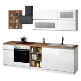 Cucina Bianco Lucido Marrone Rovere Con cassetti, Elettrodomestici non inclusi, Modulabile Made in Italy - Fonti
