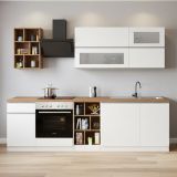 Cucina Bianco Lucido Marrone Rovere Con cassetti, Elettrodomestici non inclusi, Modulabile Made in Italy - Fonti