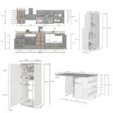 Cucina Bianco Lucido Marrone Rovere Modulabile 30 Ripiani, 3 Cassetti Made in Italy - Armend
