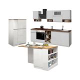 Cucina Bianco Lucido Marrone Rovere Modulabile 30 Ripiani, 3 Cassetti Made in Italy - Armend