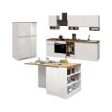 Cucina Bianco Lucido Marrone Rovere Modulabile 30 Ripiani, 3 Cassetti Made in Italy - Armend