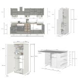 Cucina Bianco Lucido Marrone Rovere Modulabile 30 Ripiani, 3 Cassetti Made in Italy - Armend