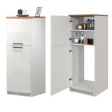 Cucina Bianco Lucido Marrone Rovere Modulabile Con cassetti, Elettrodomestici non inclusi, Made in Italy - Armend