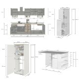 Cucina Bianco Lucido Marrone Rovere Set Con cassetti, Elettrodomestici non inclusi, Made in Italy - Armend