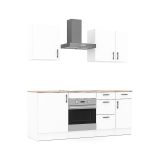Cucina Bianco Marrone Rovere 4 Cassetti 5 Ripiani, Apertura Battente, Scorrevole - Moriantha