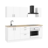 Cucina Bianco Marrone Rovere 4 Cassetti Modulabile, 7 Ripiani - Silphora