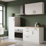 Cucina Bianco Marrone Rovere Con cassetti, Elettrodomestici non inclusi, Apertura Battente, Scorrevole - Althenis