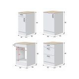 Cucina Bianco Marrone Rovere Con cassetti, Elettrodomestici non inclusi, Apertura Battente, Scorrevole - Moriantha