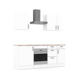Cucina Bianco Marrone Rovere Con cassetti, Elettrodomestici non inclusi, Apertura Battente, Scorrevole - Moriantha