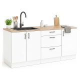 Cucina Bianco Marrone Rovere Con cassetti, Elettrodomestici non inclusi, Apertura Battente, Scorrevole - Orlaya