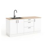 Cucina Bianco Marrone Rovere Con cassetti, Elettrodomestici non inclusi, Apertura Battente, Scorrevole - Orlaya