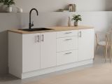 Cucina Bianco Marrone Rovere Con cassetti, Elettrodomestici non inclusi, Apertura Battente, Scorrevole - Orlaya