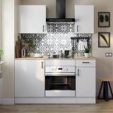 Cucina Bianco Marrone Rovere Con cassetti, Elettrodomestici non inclusi, Apertura Battente, Scorrevole - Thymira
