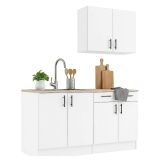 Cucina Bianco Marrone Rovere Con cassetti, Elettrodomestici non inclusi, Apertura Battente, Scorrevole - Velvenia