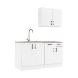 Cucina Bianco Marrone Rovere Con cassetti, Elettrodomestici non inclusi, Apertura Battente, Scorrevole - Velvenia