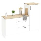 Cucina Bianco Marrone Rovere Con cassetti, Elettrodomestici non inclusi, Apertura Battente, Scorrevole - Zafrena