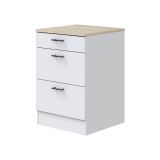 Cucina Bianco Marrone Rovere Con cassetti, Elettrodomestici non inclusi, Apertura Battente, Scorrevole - Zafrena