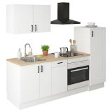 Cucina Bianco Marrone Rovere Con cassetti, Elettrodomestici non inclusi - Telinea