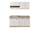 Cucina Bianco Marrone Rovere Con cassetto, Elettrodomestici non inclusi, 8 Ante - Solarolo