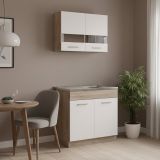 Cucina Bianco Marrone Rovere Elettrodomestici non inclusi - Taurano