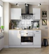Cucina Bianco Marrone Rovere un Cassetto 4 Ripiani, Apertura Battente, Scorrevole - Thymira
