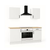 Cucina Bianco Marrone Rovere un Cassetto 4 Ripiani, Apertura Battente, Scorrevole - Thymira