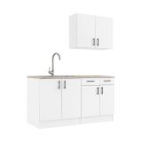 Cucina Bianco Marrone Rovere un Cassetto 7 Ripiani, Apertura Battente, Scorrevole - Velvenia