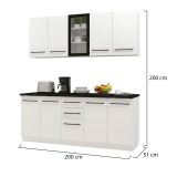 Cucina Bianco Nero Con cassetti, Elettrodomestici non inclusi, 10 Ante - Monale