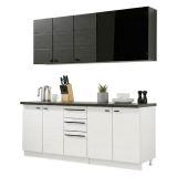 Cucina Bianco Nero Con cassetti, Elettrodomestici non inclusi, 10 Ante - Scerni