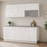 Cucina Bianco Opaco Bianco Lucido Con cassetti, Elettrodomestici non inclusi, Modulabile, Apertura Battente, Scorrevole - Riquew