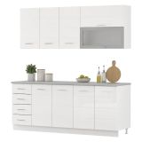 Cucina Bianco Opaco Bianco Lucido Con cassetti, Elettrodomestici non inclusi, Modulabile, Apertura Battente, Scorrevole - Riquew