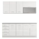 Cucina Bianco Opaco Bianco Lucido Con cassetti, Elettrodomestici non inclusi, Modulabile, Apertura Battente, Scorrevole - Riquew